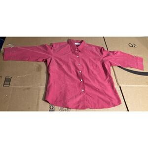 Liz Claiborne‎ Lizsport Button Down Blouse, Womens Large Red Soft Faux Suede Top